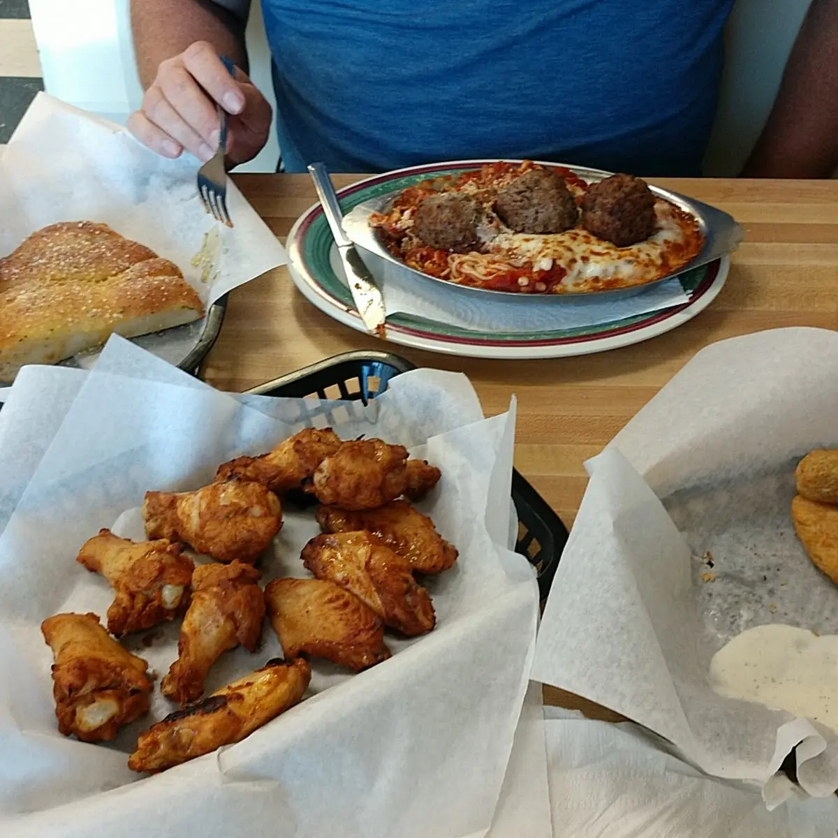BBQ Wings Cheddar Poppers Spaghetti and Meatballs