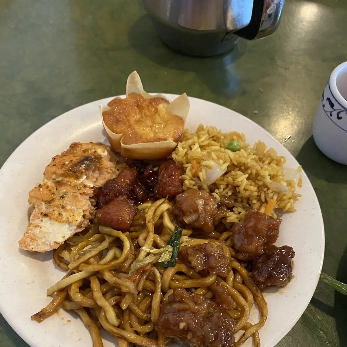 Backed Fish Fried Fish and Noodle