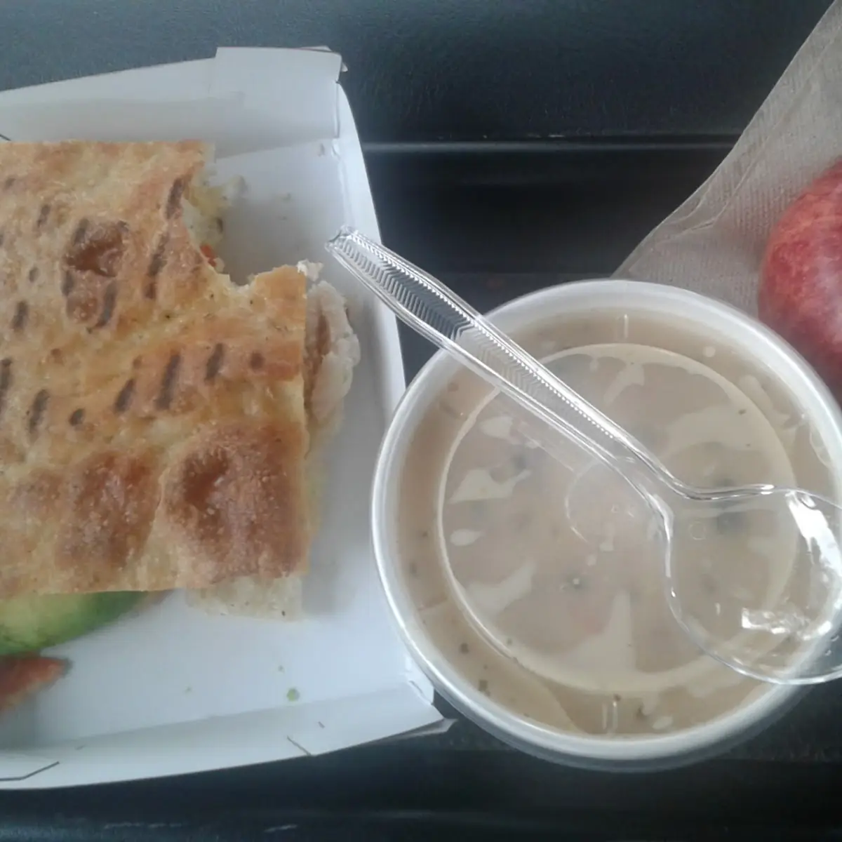 Chicken Panini and Broccoli Cheddar Soup with Apple