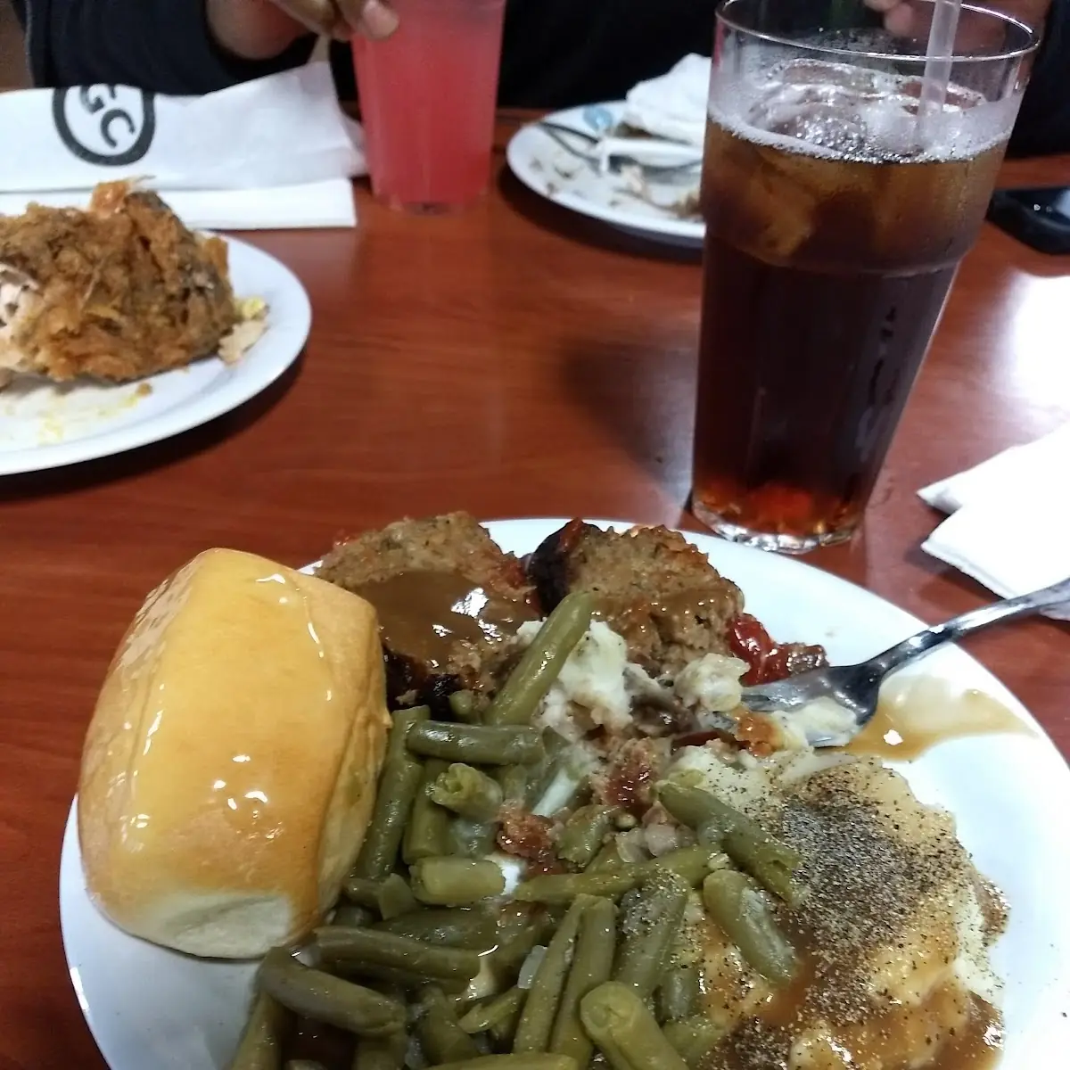 Meatloaf with Mashed Potatoes and Gravy and Green Beans