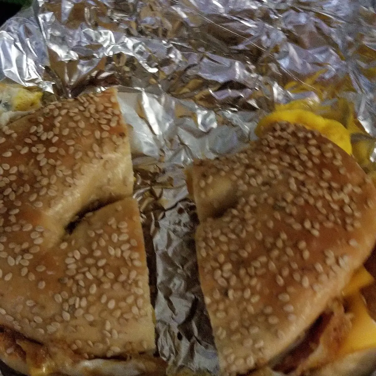 Taylor Ham Egg and Cheese on a Sesame Bagel