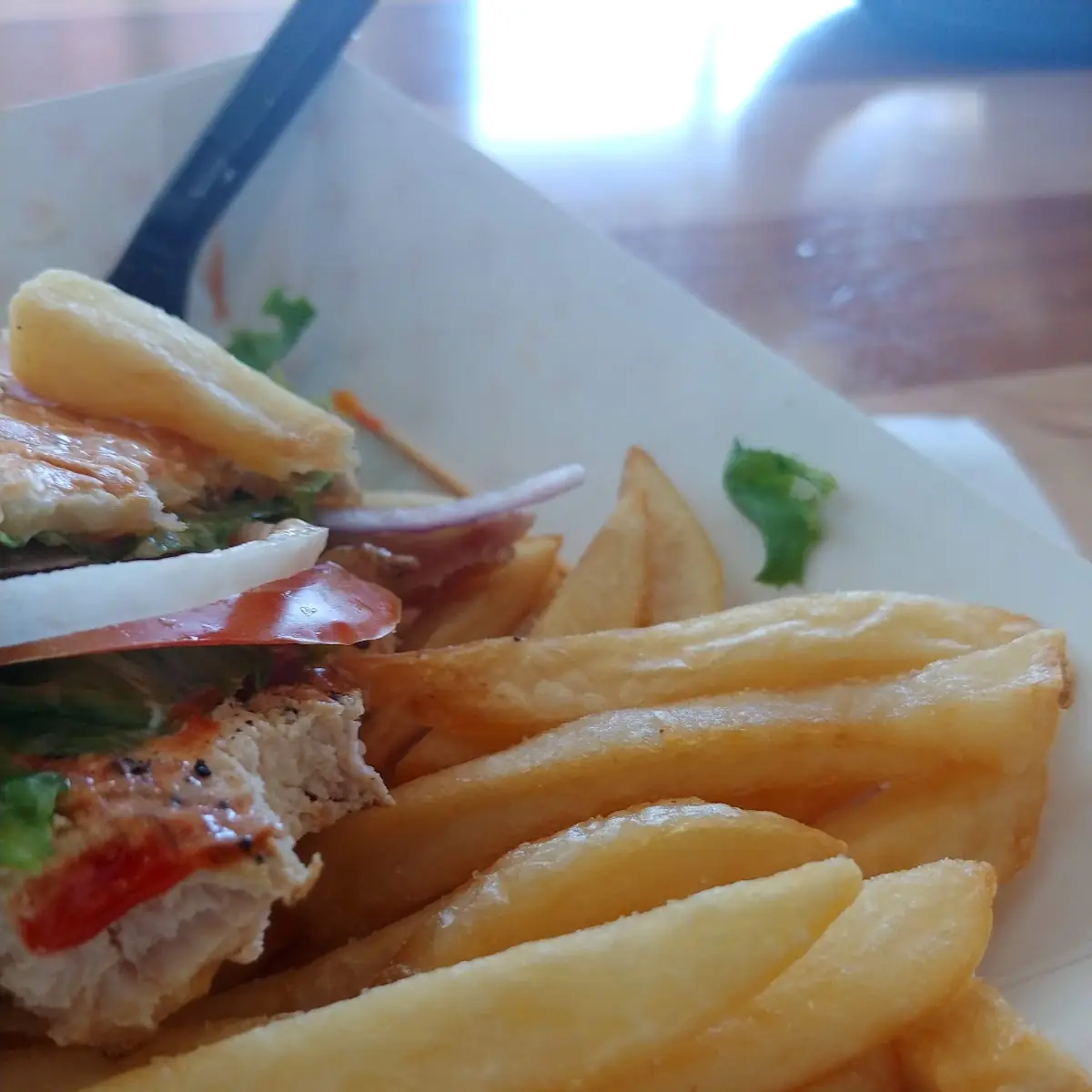 Lemon Chicken Burger and Fries