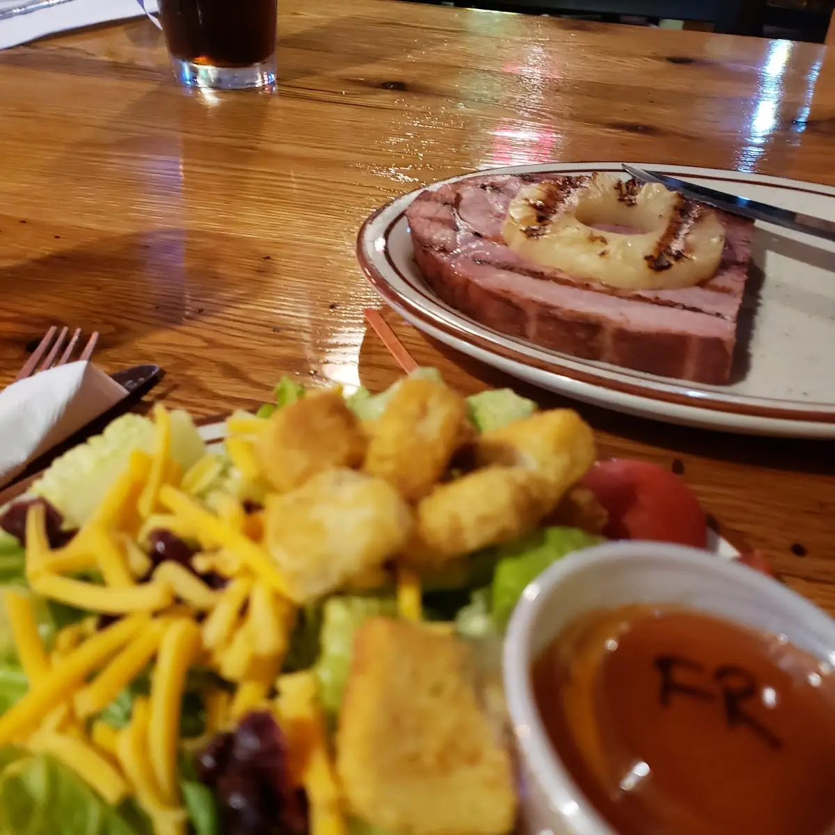 Salad and Ham Steak