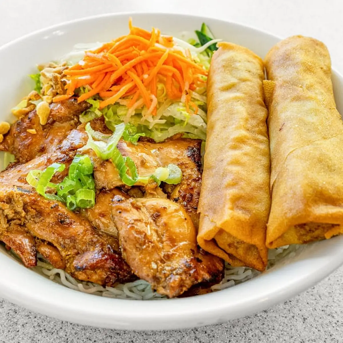 Marinated Grilled Lemongrass Chicken & 2 Spring Rolls, Phở 777 Vietnamese
