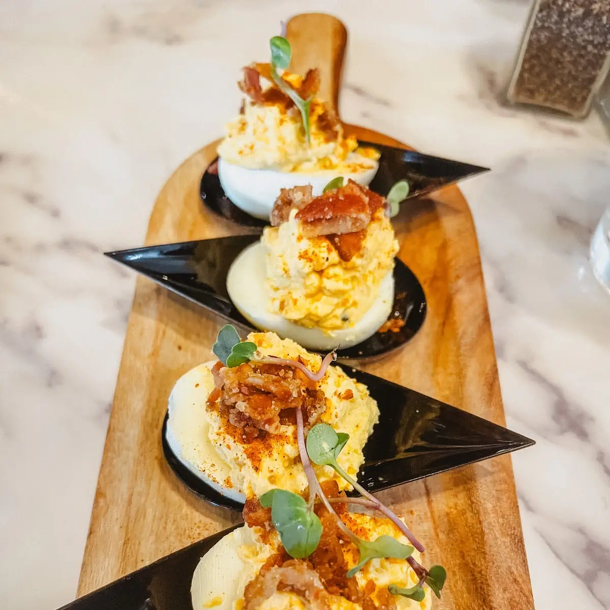 Candied Bacon Deviled Eggs