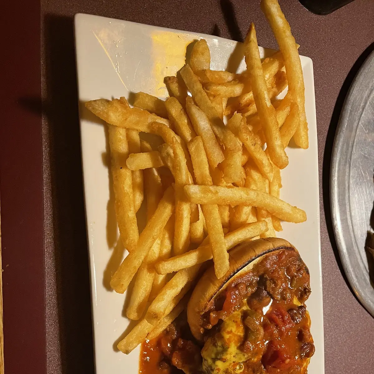 Open-Faced Chili Cheeseburger