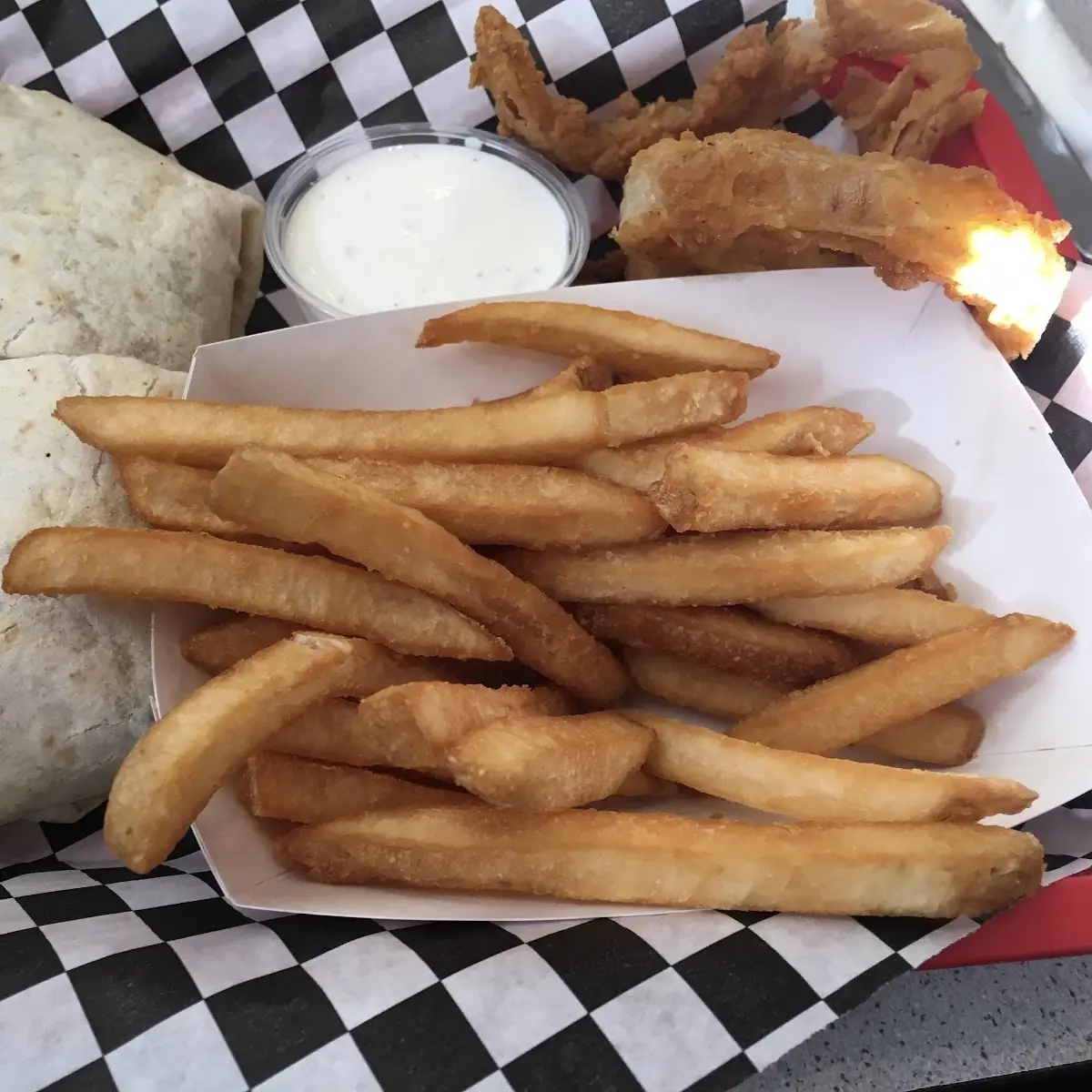 Grilled Chicken Wrap with Fries