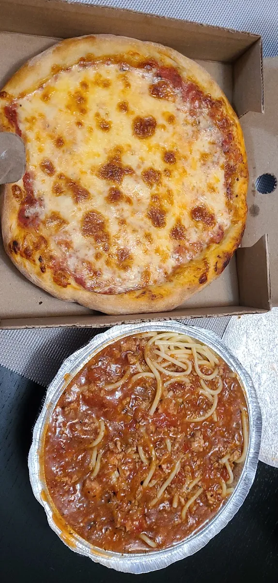 Pizza and Spaghetti with Meat Sauce