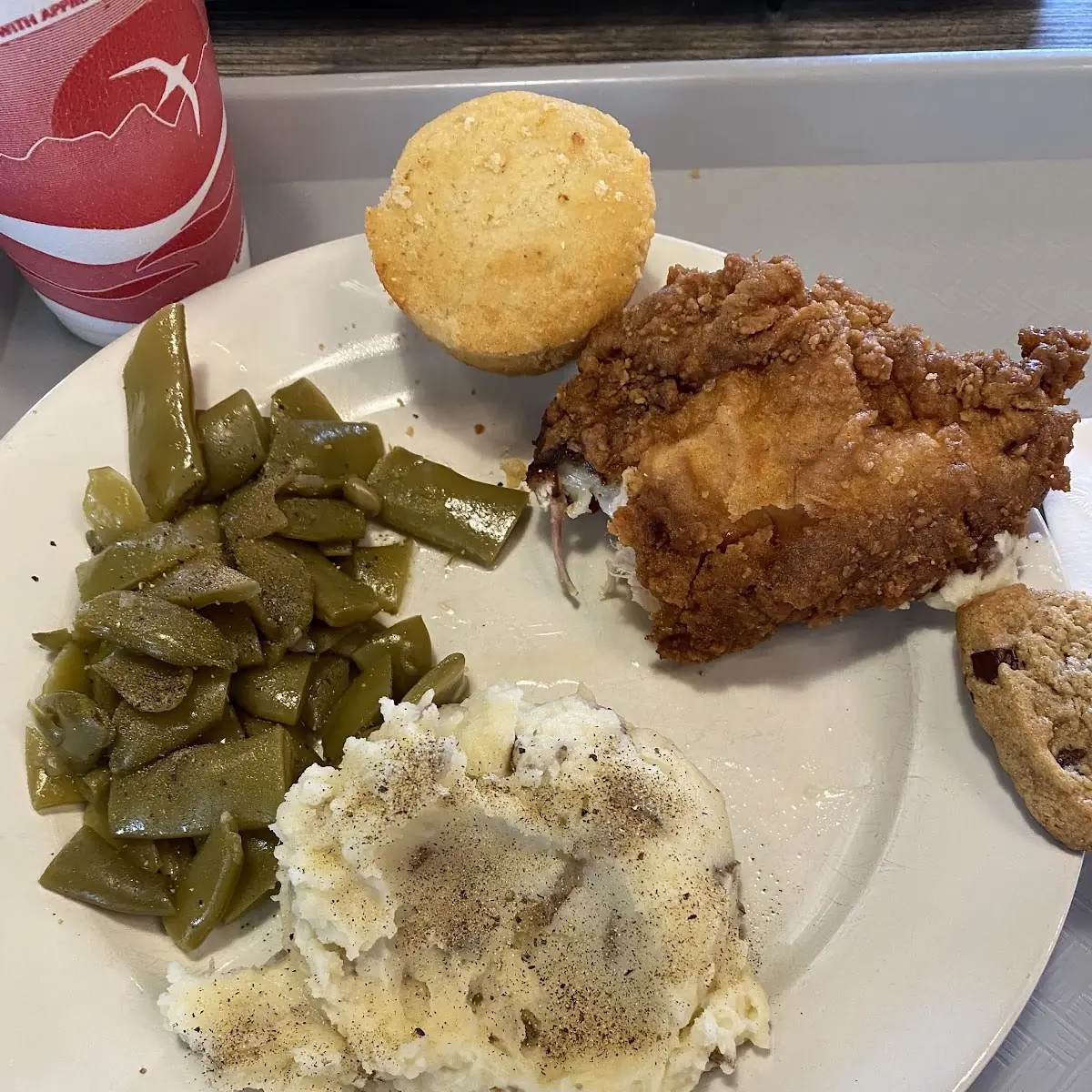 Skinless Fried Chicken Mashed Potatoes Green Beans