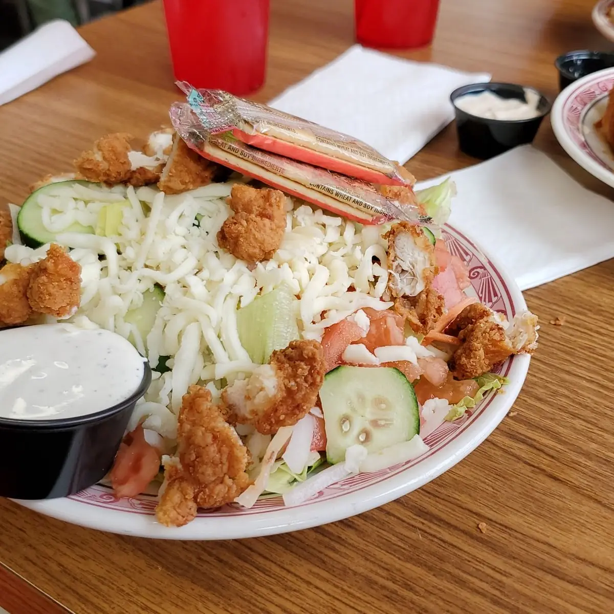 Garden Salad with Crispy Chicken