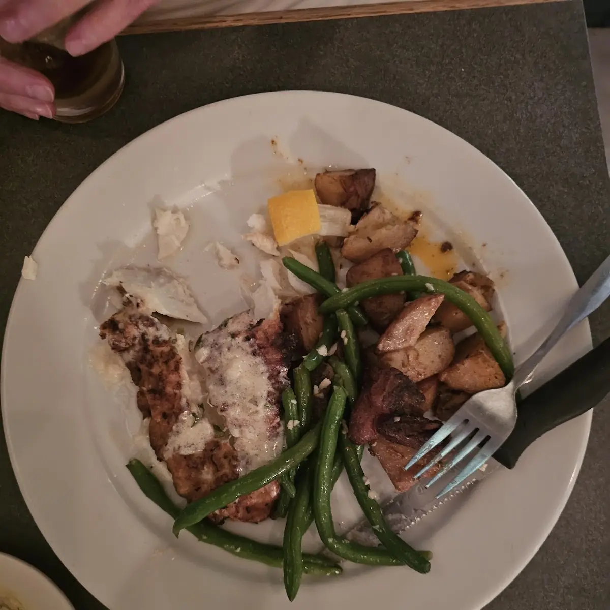 Fried Haddock with Roasted Potatoes and Green Beans