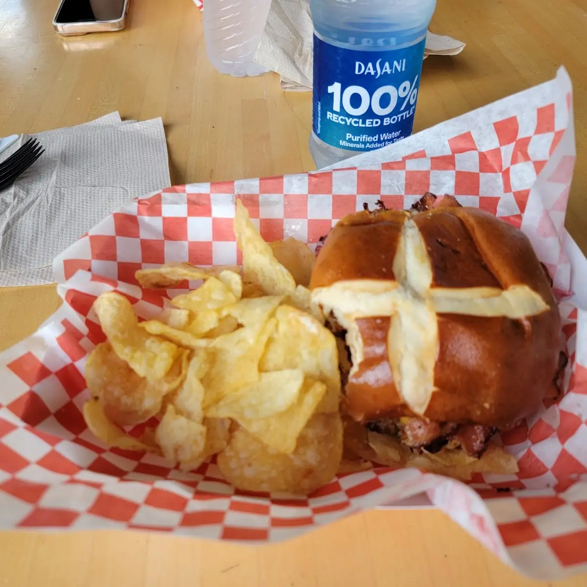 Bacon Cheeseburger with Pretzel Buns