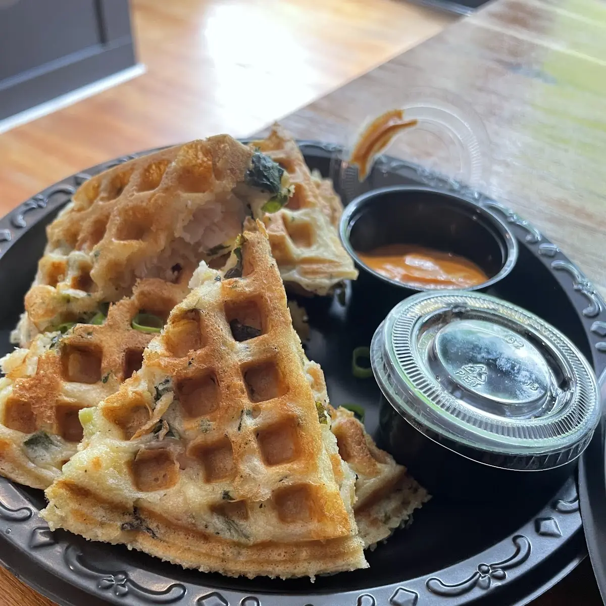 The Down Home Stuffed Chicken Bacon Collard Waffle