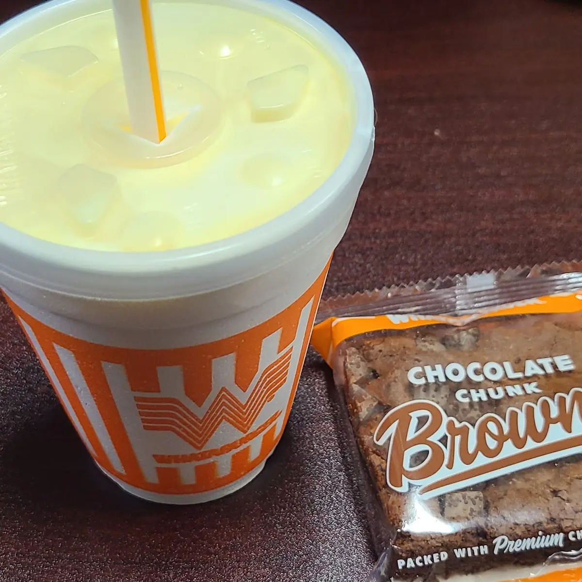 Banana Pudding Milk Shake and Chocolate Chunk Brownie