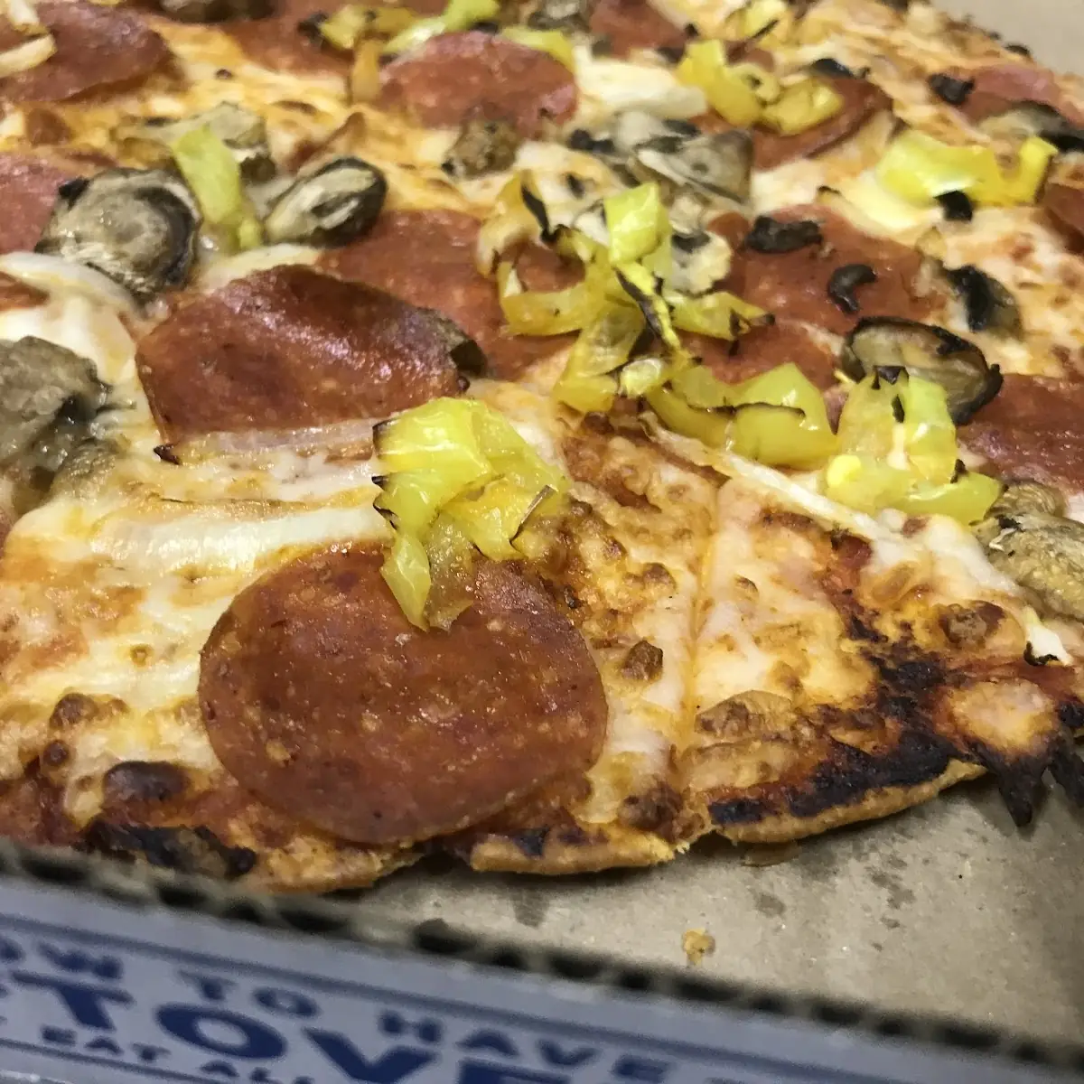 Thin Crust Pepperoni Mushroom and Banana Pepper