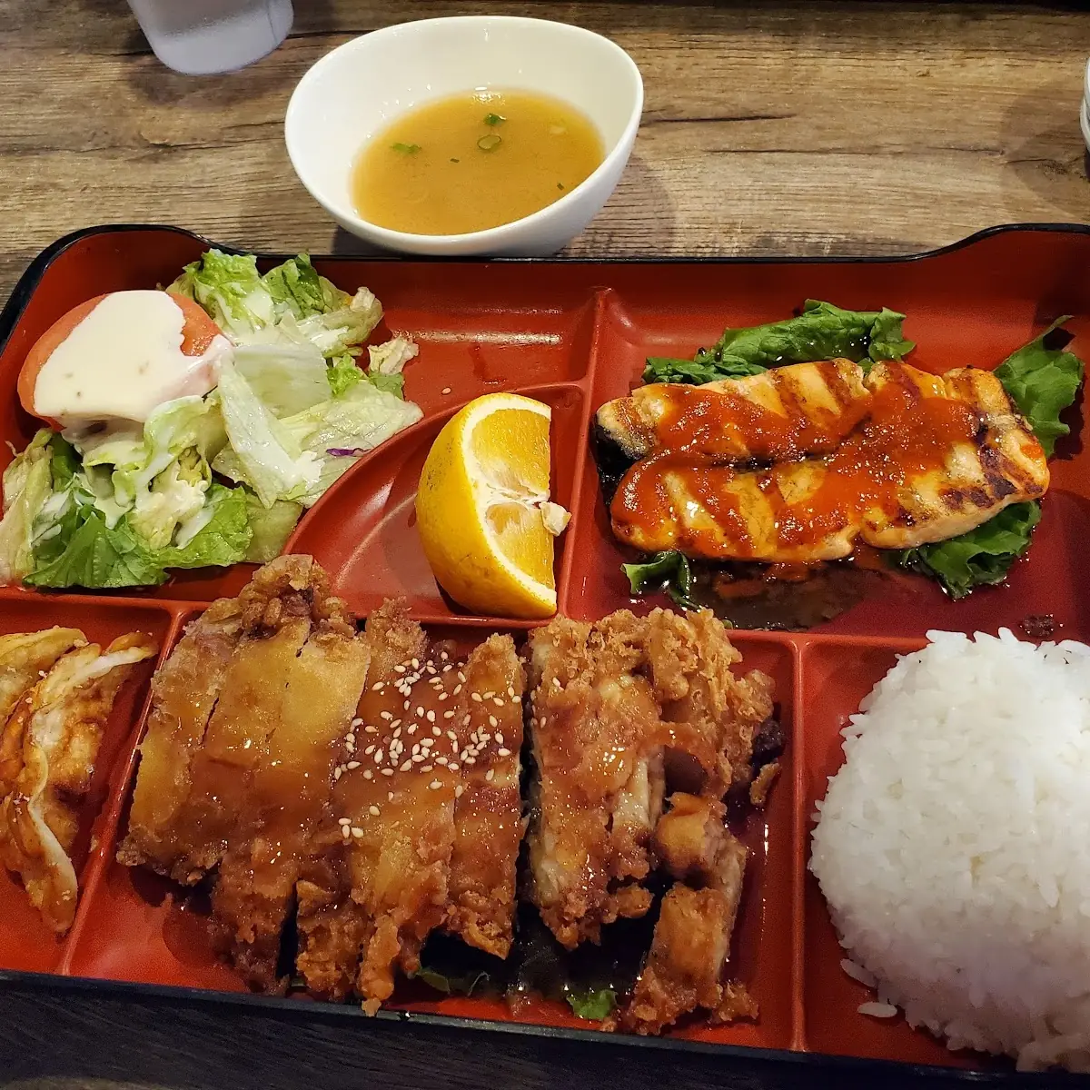 Salmon Sesame Chicken Bento