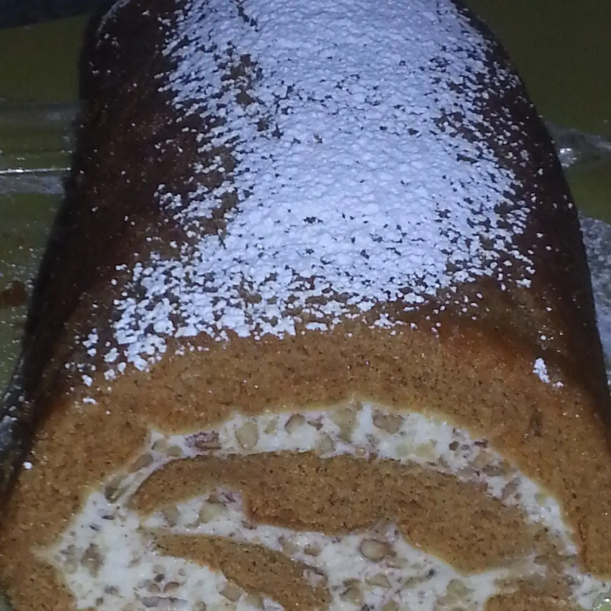 Pumpkin Roll with Cream Cheese and Pecan
