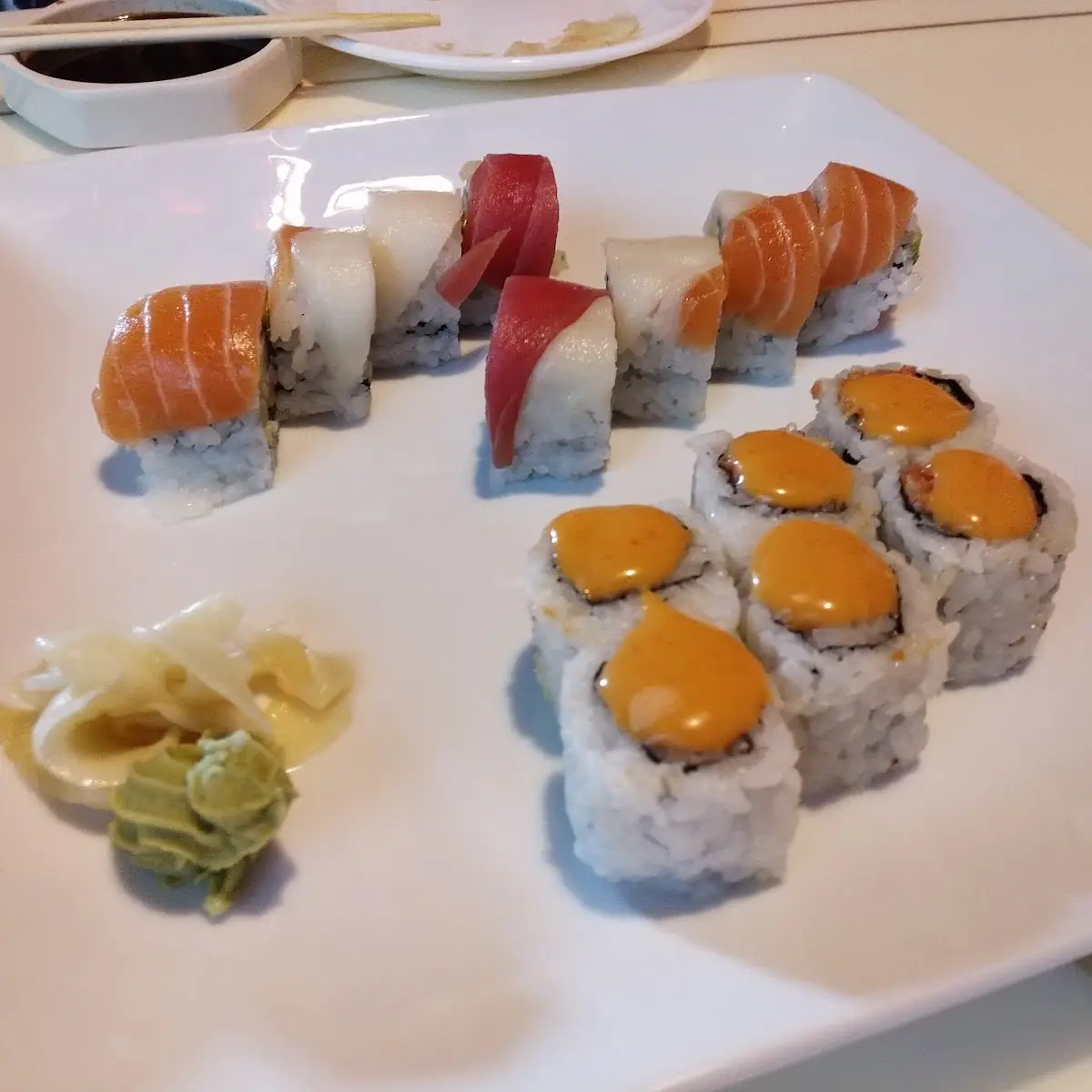 Spicy Tuna Roll and Rainbow Roll