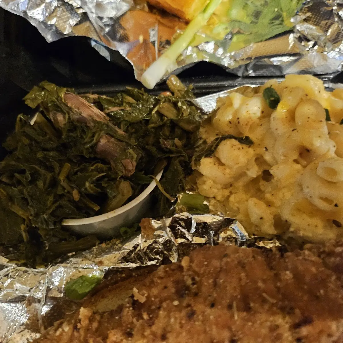 Turkey Chops Greens and Macaroni
