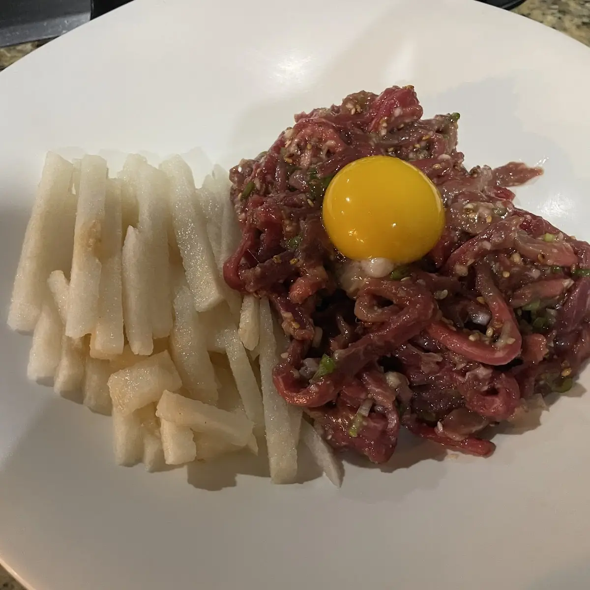 육회 Marinated Raw Beef Slices