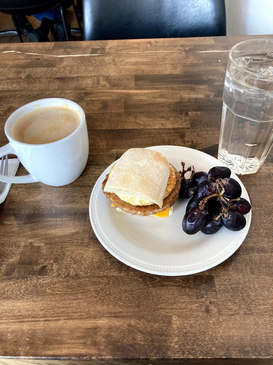 Small Latte and Breakfast Sandwich