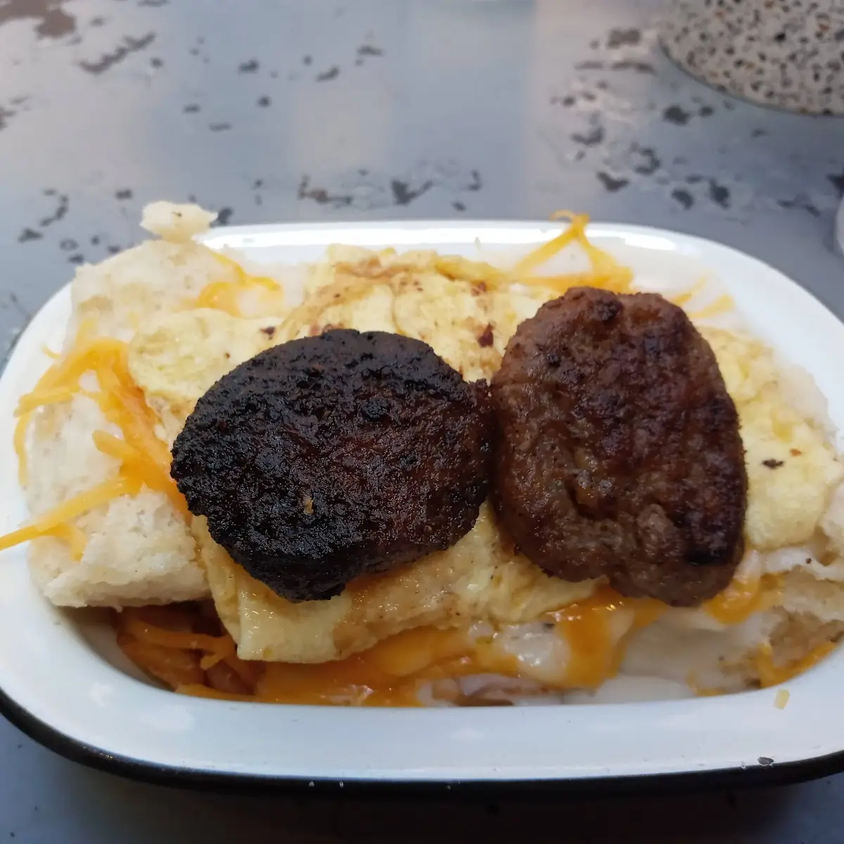 2 Egg Sausage Biscuit Bowl