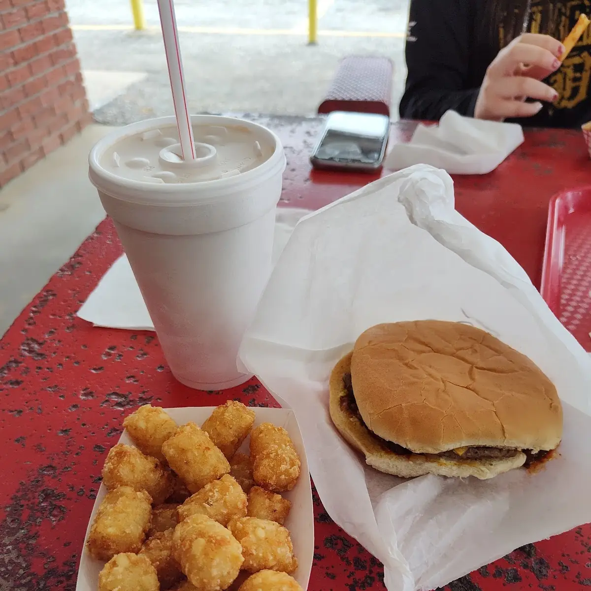 Chili Cheeseburger Tots and Medium Chocolate Milkshake