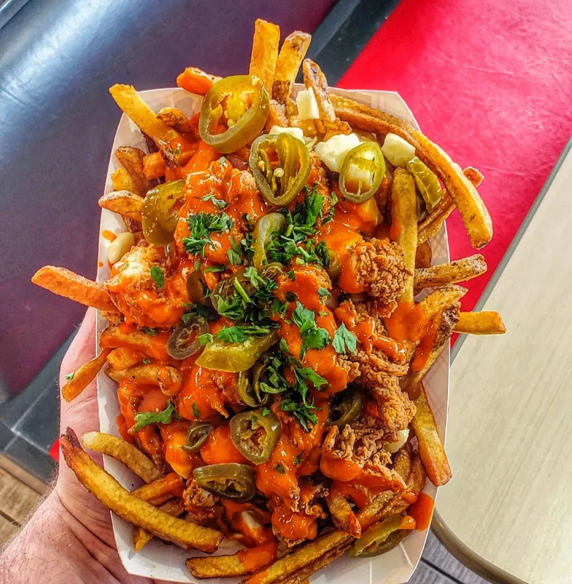 Spicy Buffalo Poutine, Charger Gourmet Burgers & Poutine ( HALAL )