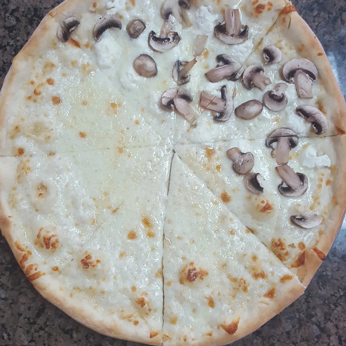 White Pizza with Ricotta Cheese & Mozzarella Cheese