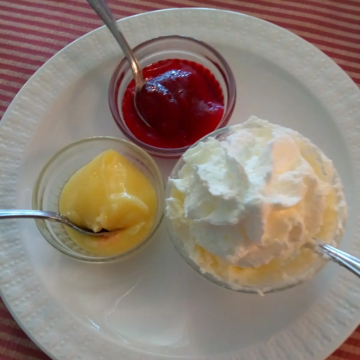 Devonshire Cream Lemon Curd and Raspberry Jam