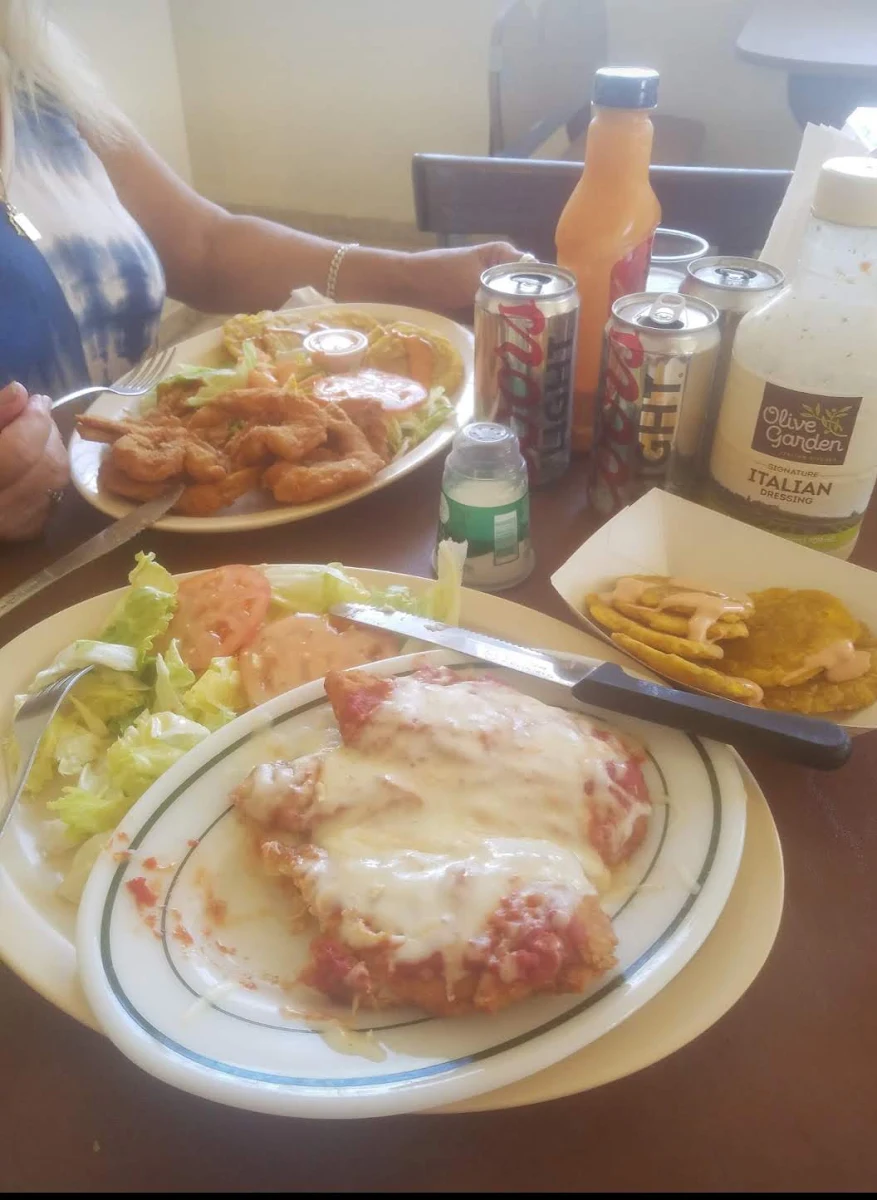 Chicken Parmesan with Tostones & Salad