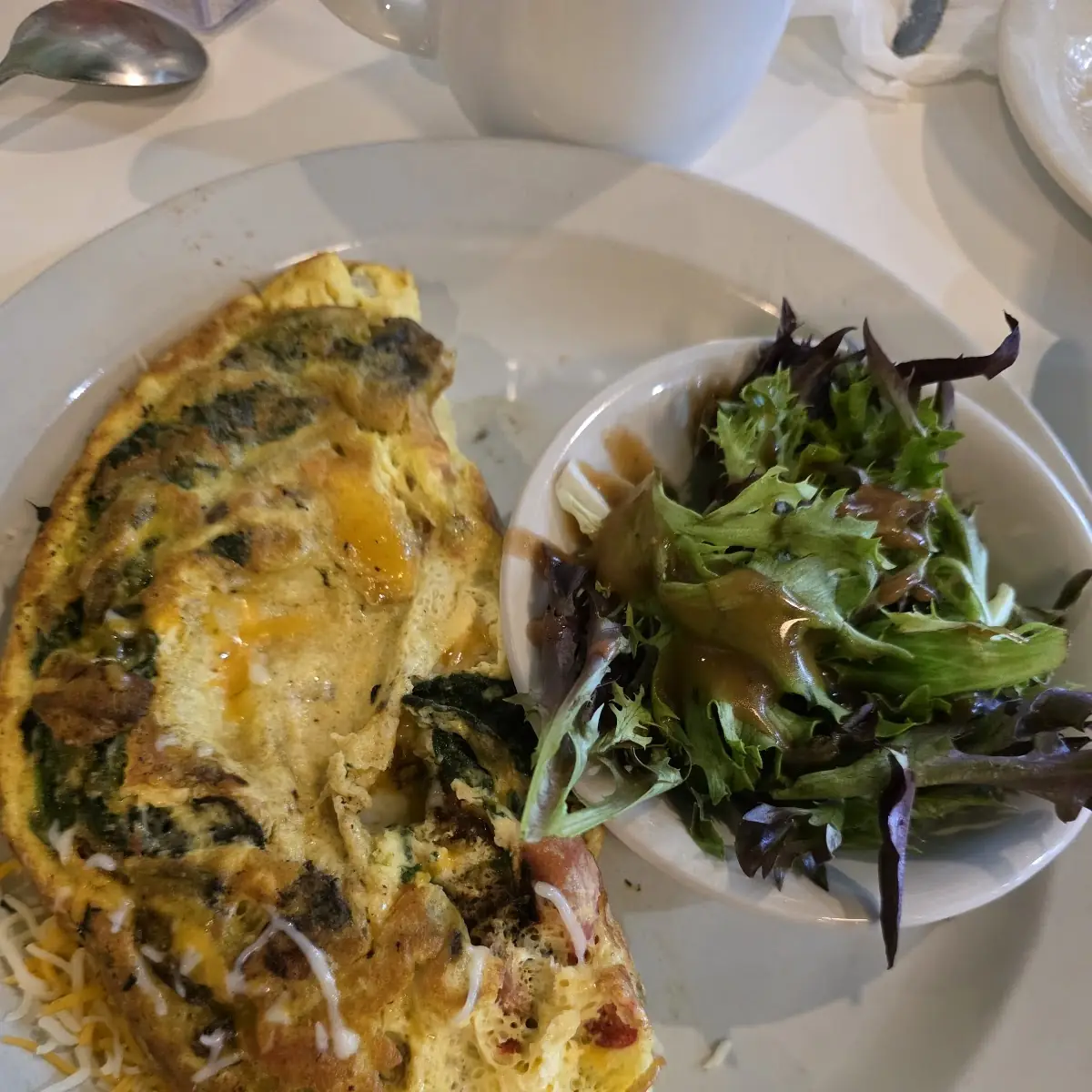 Veggie Omelette and Mixed Greens Salad