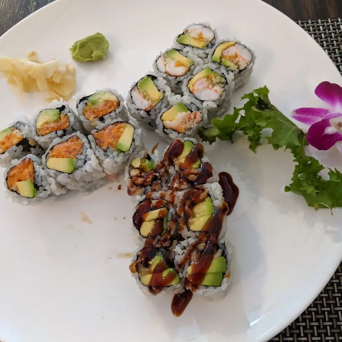 Assorted Sushi Rolls with Garnish