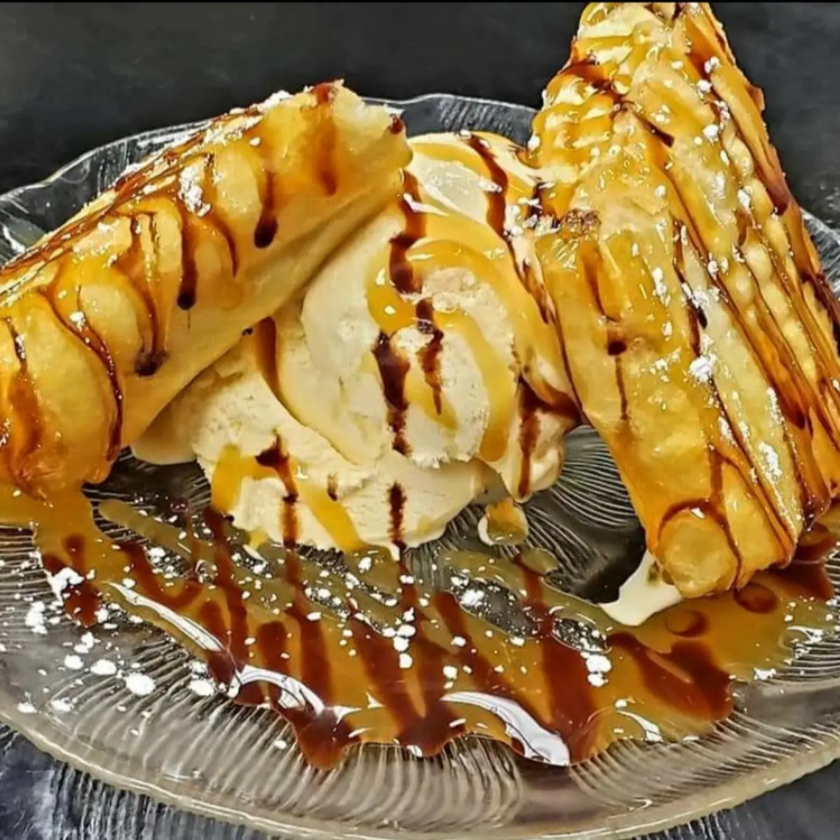 Deep Fried Cheesecake with Vanilla Ice Cream