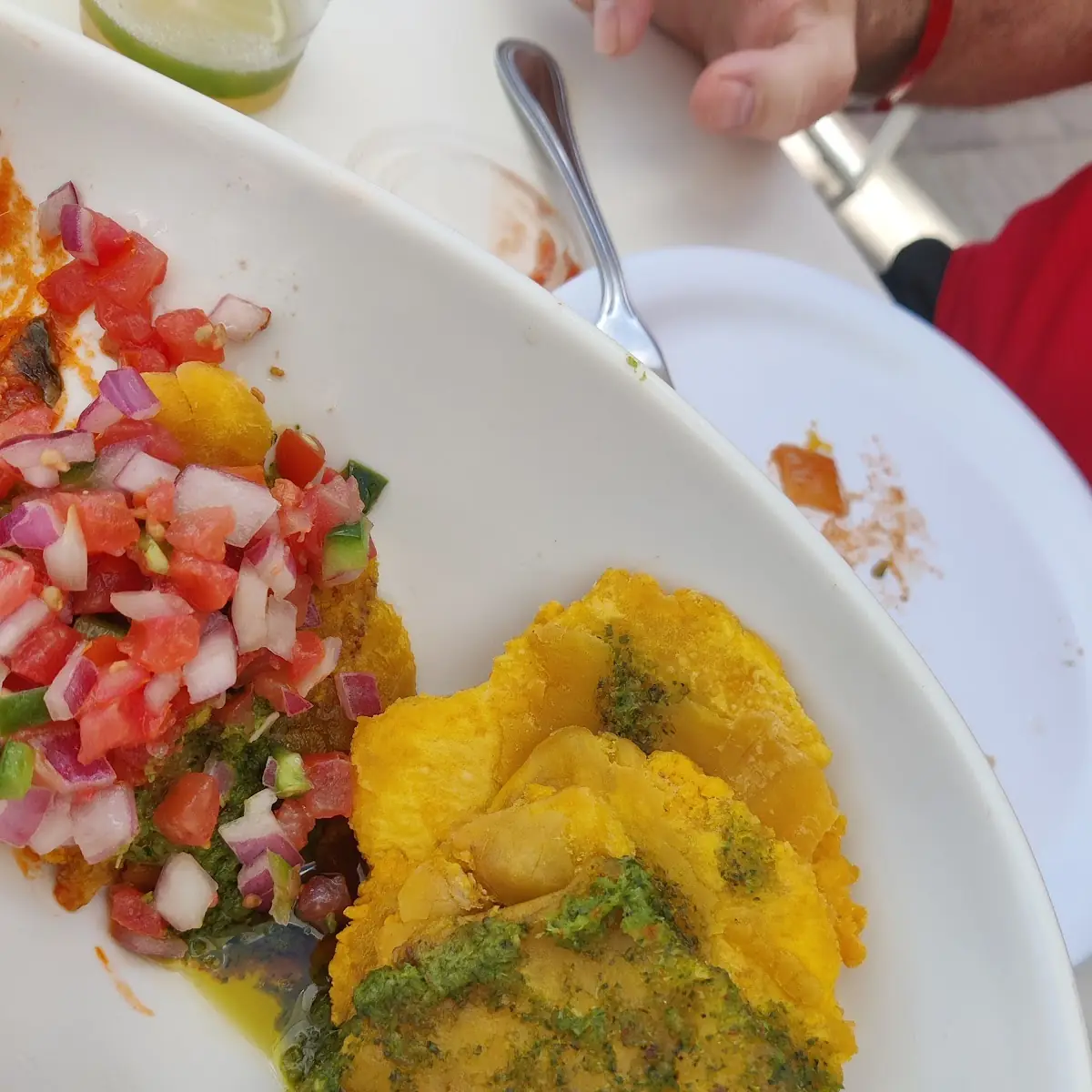 Tostones with Drunken Pulled Chicken