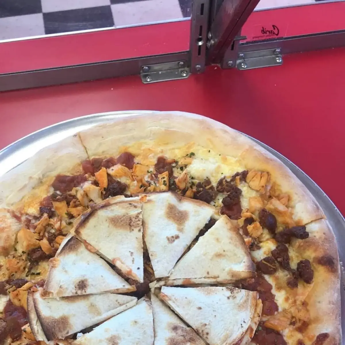 Chorizo and Chicken Quesadilla Pizza