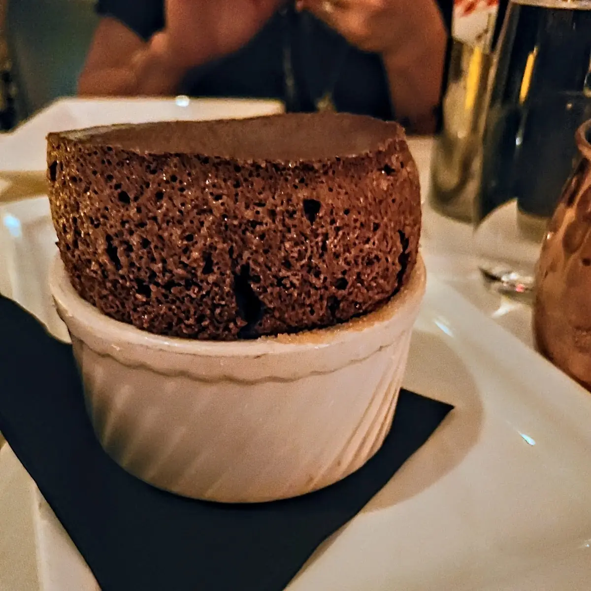 Raspberry Souffle with Chocolate Ice Cream