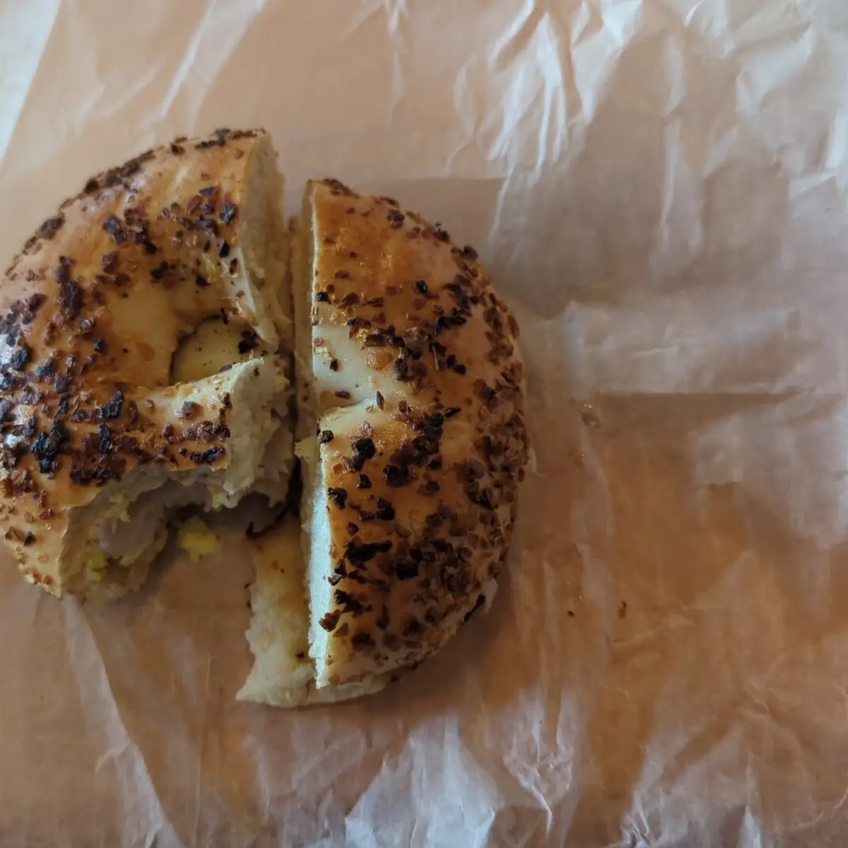 Onion Bagel Turkey Eggs and Cheese
