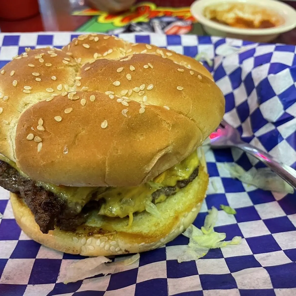 World Famous Green Chile Cheese Burger