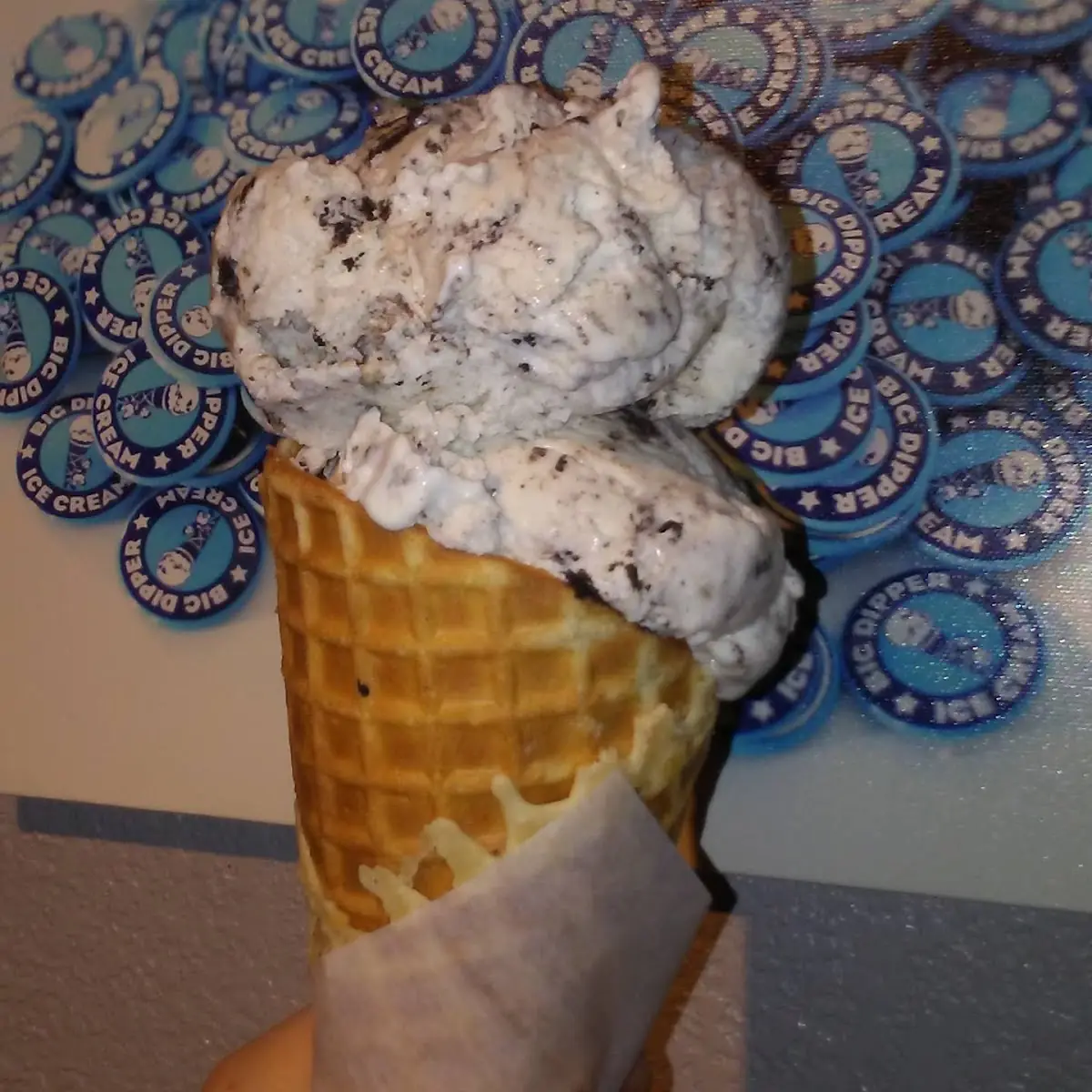 White Mint Oreo Ice Cream Cone