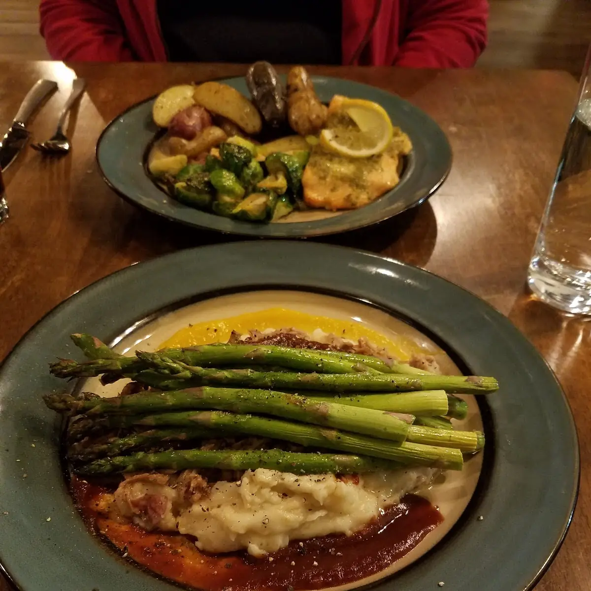 BBQ Pulled Pork with Grilled Asparagus and Mashed Potatoes