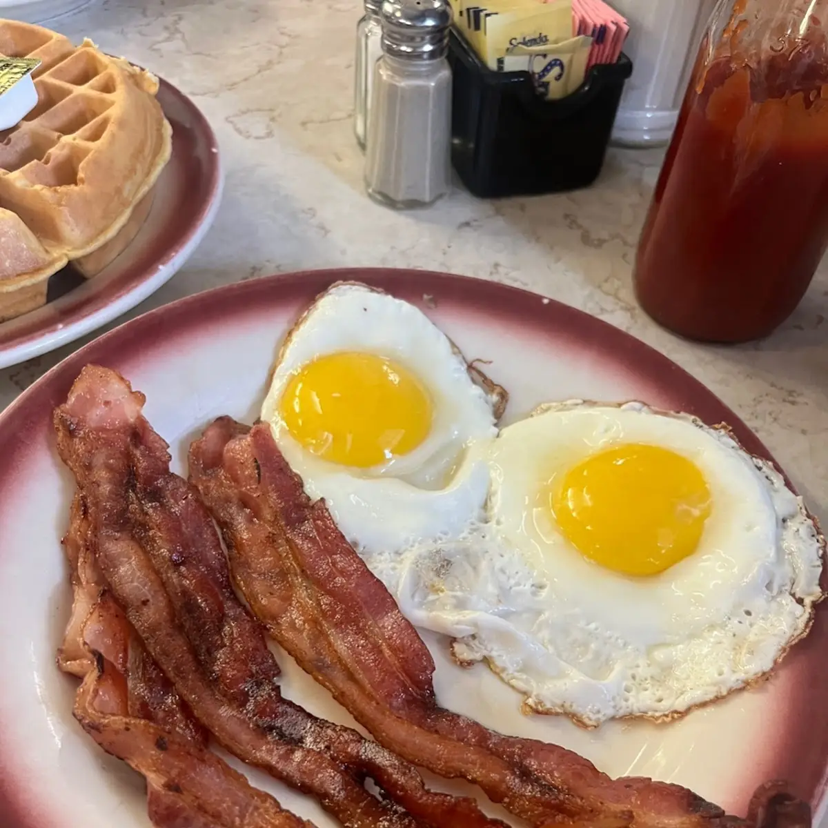 Hot Cakes with Eggs and Bacon