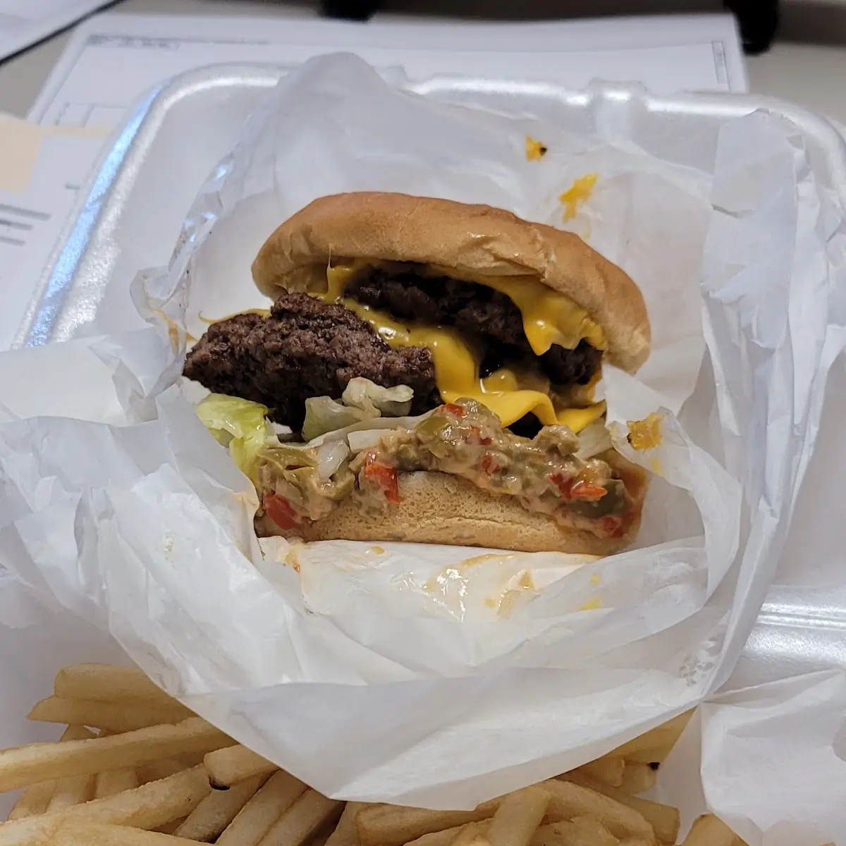 Olive Burger and Fries