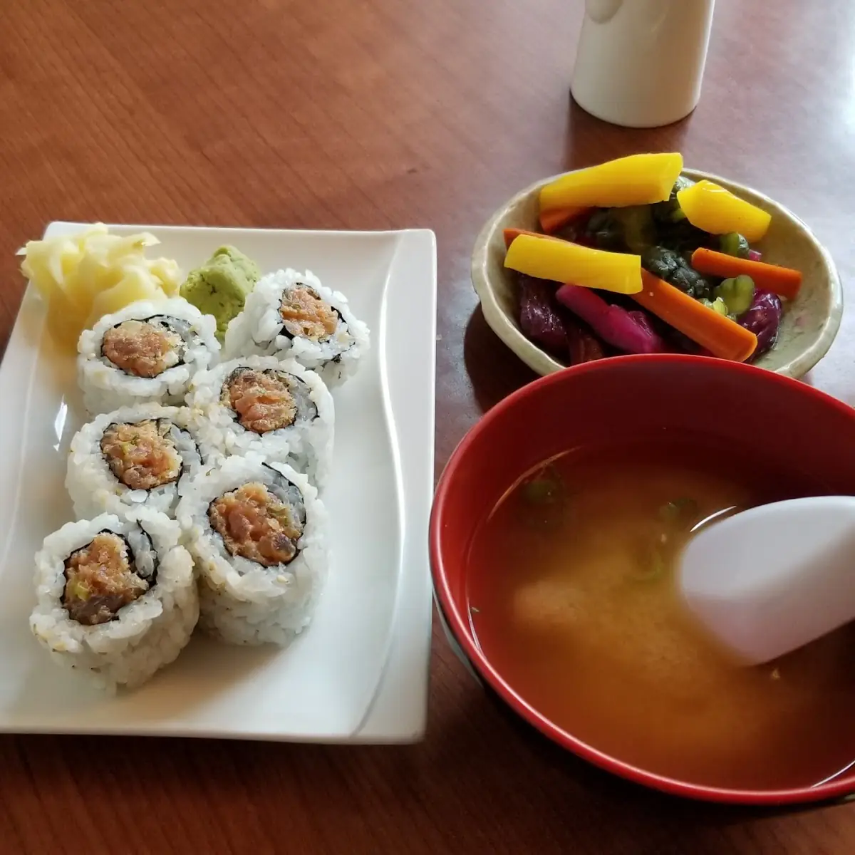 Spicy Tuna Roll and Miso Soup