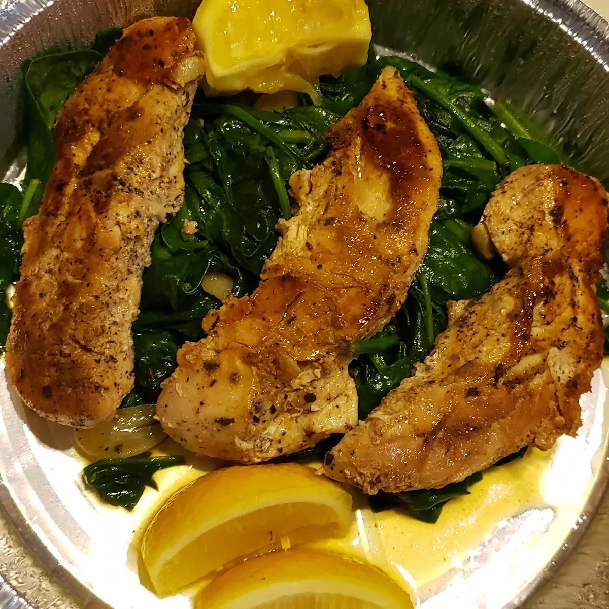Lemon Chicken w Sauteed Spinach