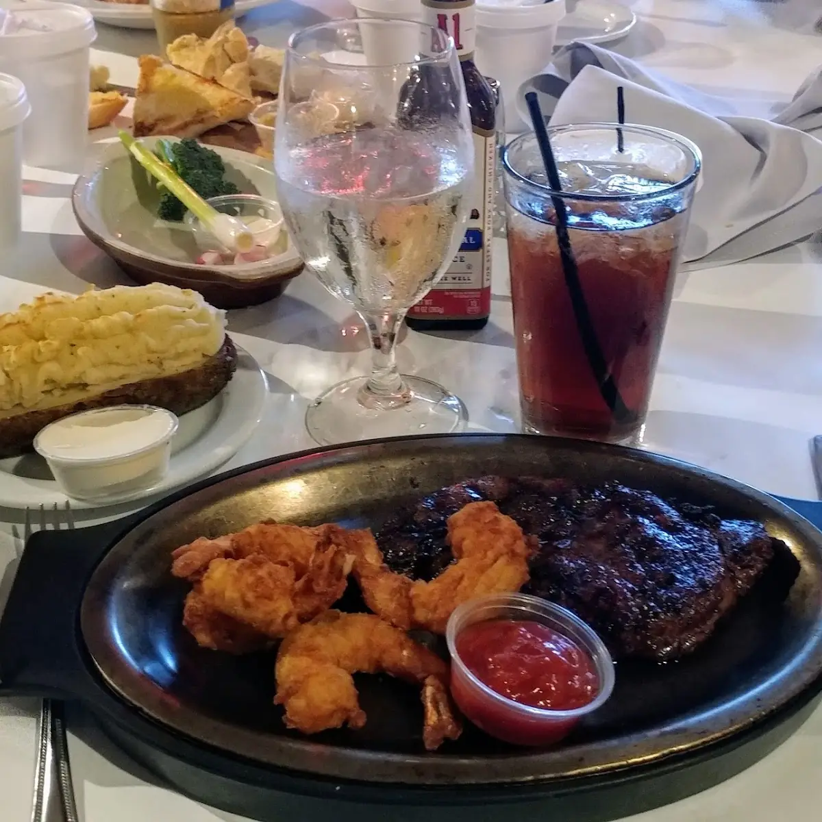12 Oz Ribeye Steak with Fried Shrimp
