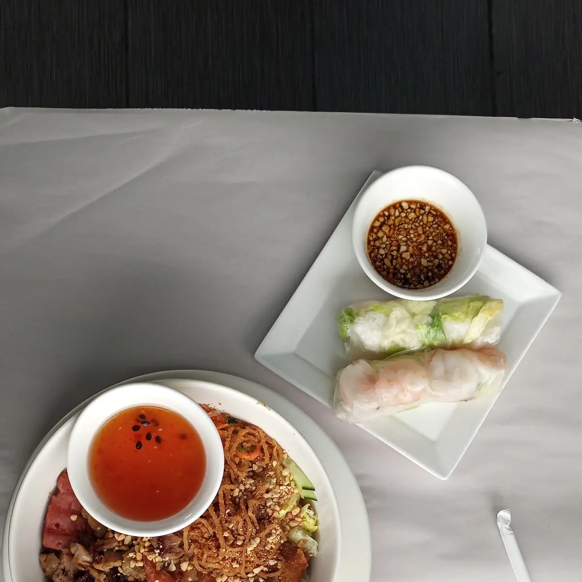 Combination Vermicelli Bowl & Shrimp Spring Rolls