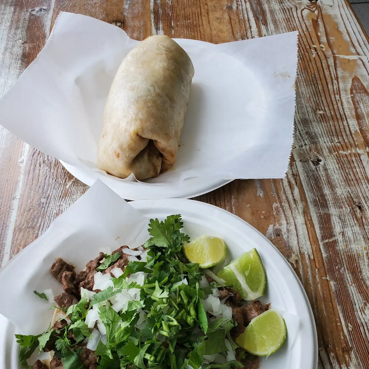 Beef Taco and Beef Burrito