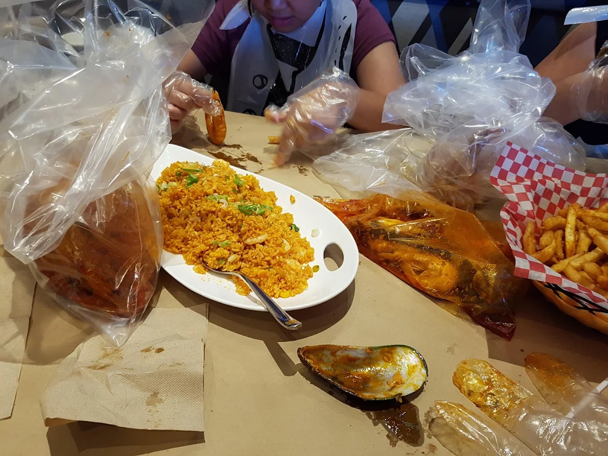 Fried Rice Sea Food Combo and Snow Crab, The Captain's Boil