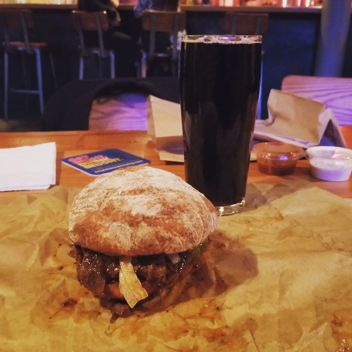 Root Beer and Meat Sandwich